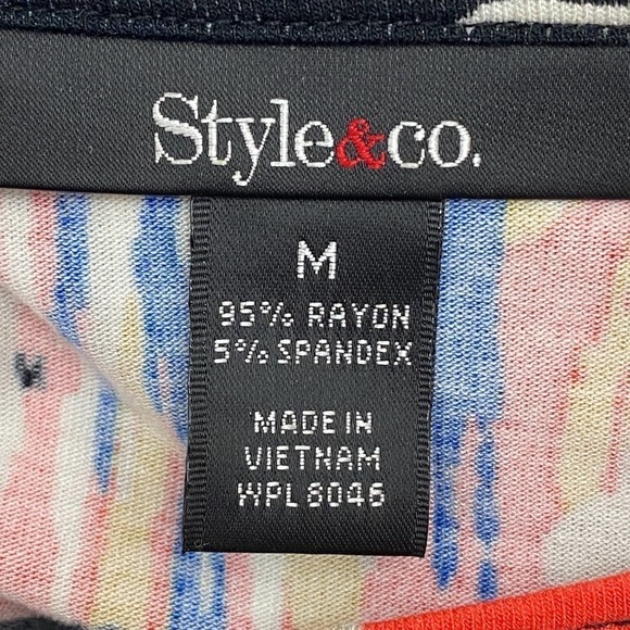 STYLE & Co Multicolor Printed Black Poncho Blouse - Picture 8 of 10